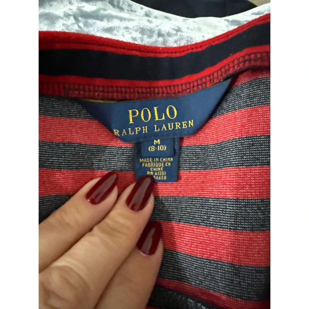 Polo Ralph Lauren Girls Red Navy Blue Striped Knit Skirt Size M 8-10